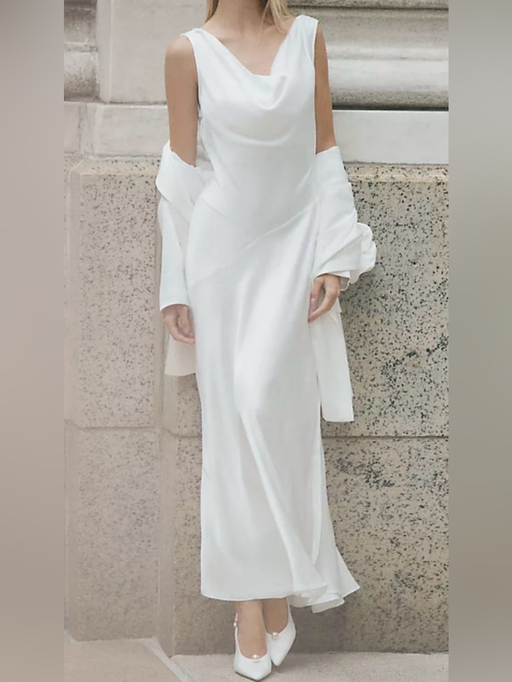 Bridal reception dress - Anthropologie BHLDN - white/champagne - size 8 / M